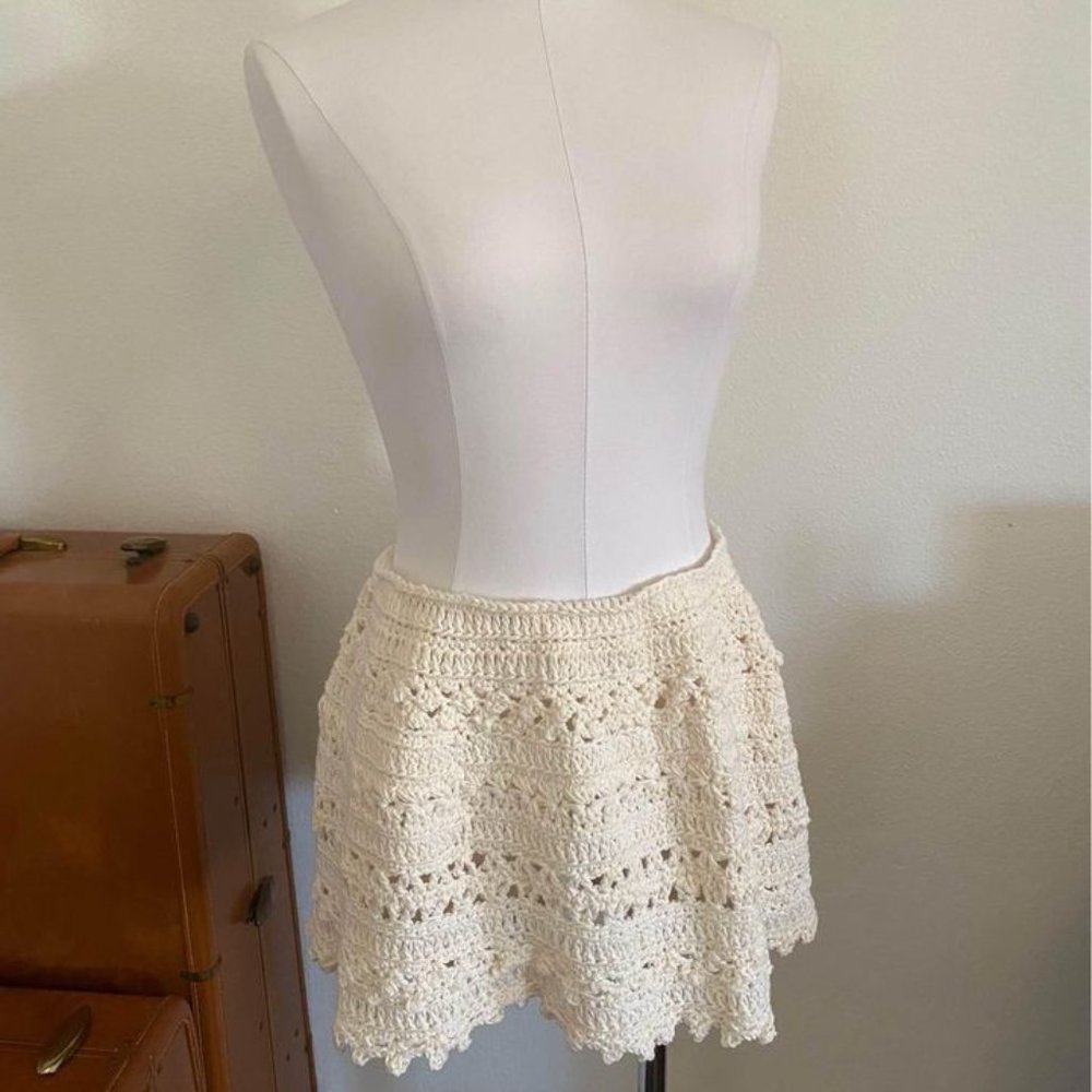 Cream Crochet Beach Coverup Swim Boho Beach Chic Skirt